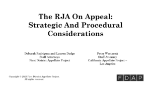 Oct. 30, 2023 - The RJA on Appeal Part I: Strategic and Procedural Considerations
